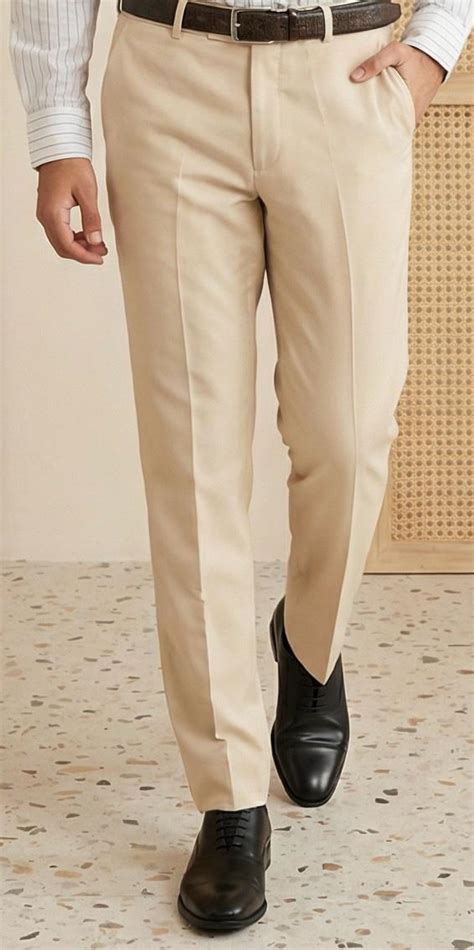 Classic Daywear Formal Set – White Stripe Shirt & Beige Pant ...