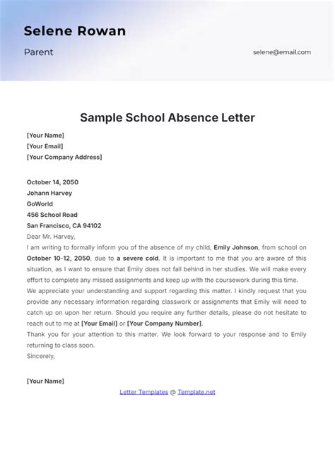Free Excuse Letter Templates, Editable and Printable