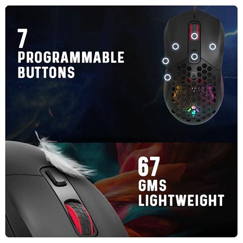Cosmic Byte Firestorm RGB Wired Gaming Mouse, 67 Grams, 12400DPI,