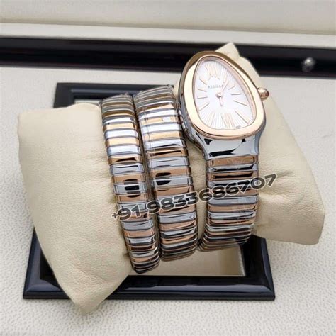 First Copy Bvlgari Serpenti White Dial Dual-Tone Watch