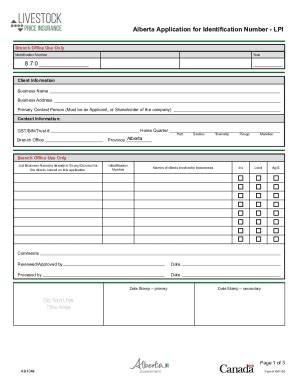 Fillable Online Alberta Application for Identification Number.indd Fax ...