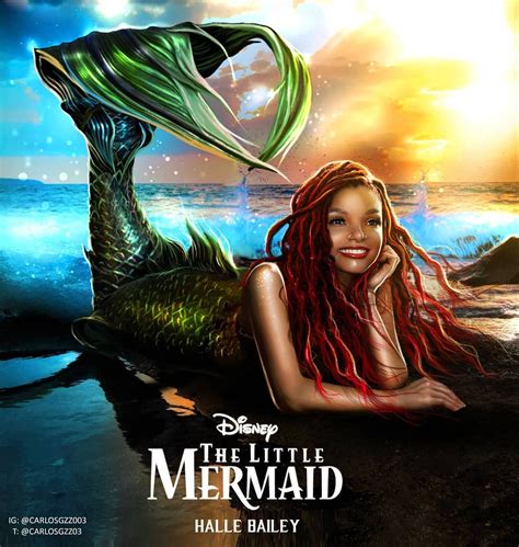 Carloz Gzz on Instagram: "HALLE BAILEY as ARIEL 🧜‍♀️💚💙🌊 ARTwork by Me ...