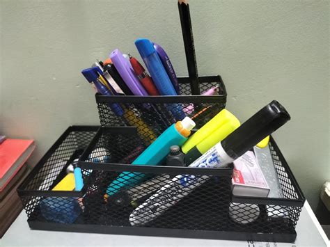 Shopoware 4 Compartment Metal Mesh Desktop Organizer Pen And Pencil ...