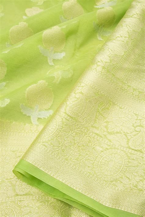 Green Banarasi Organza Saree | Avishya.com