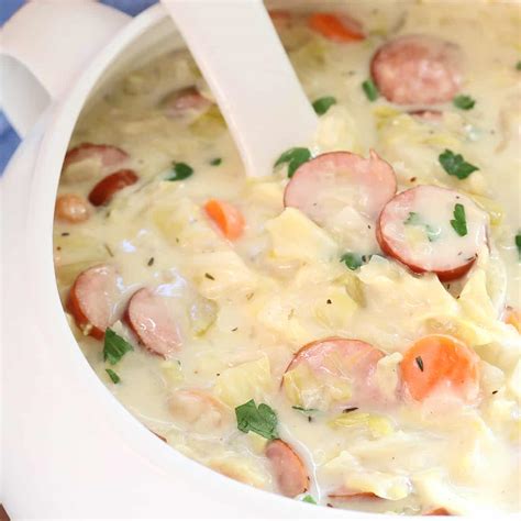 Creamy Cabbage and Kielbasa Soup - The Daring Gourmet