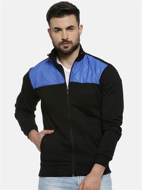 Campus Sutra Men Black Colourblocked Windcheater Bomber Jacket - Price ...