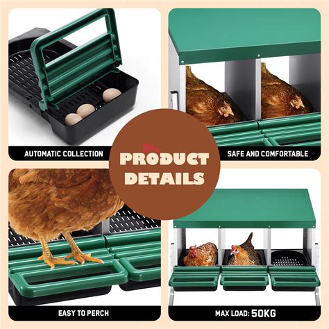 3 Hole Chicken Nesting Box Roll Away Hen Laying Boxes Chook Poultry Egg ...