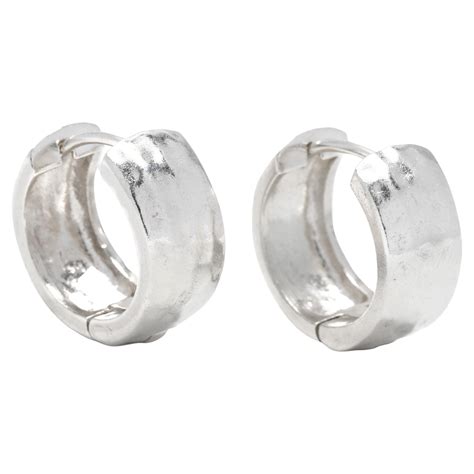 Vintage Ribbed Shrimp Huggie Hoop Earrings, Sterling Silver For Sale at ...