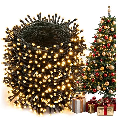 LAMPKI CHOINKOWE 500 LED ŚWIĄTECZNE BIAŁE CIEPŁE 35 M WEW 8 TRYBÓW ...