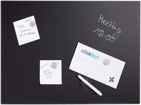 Buy Relaxdays Glass Magnetic Dry Erase Memo Board, Writable, 3 Magnets ...