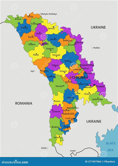 Colorful Moldova Political Map with Clearly Labeled, Separated Layers. Stock Vector ...