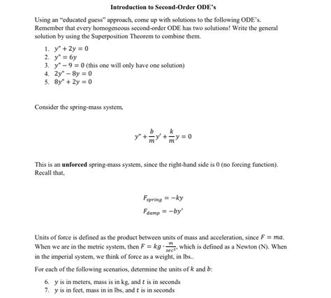 Image result for Second Order Ode Practice Questions