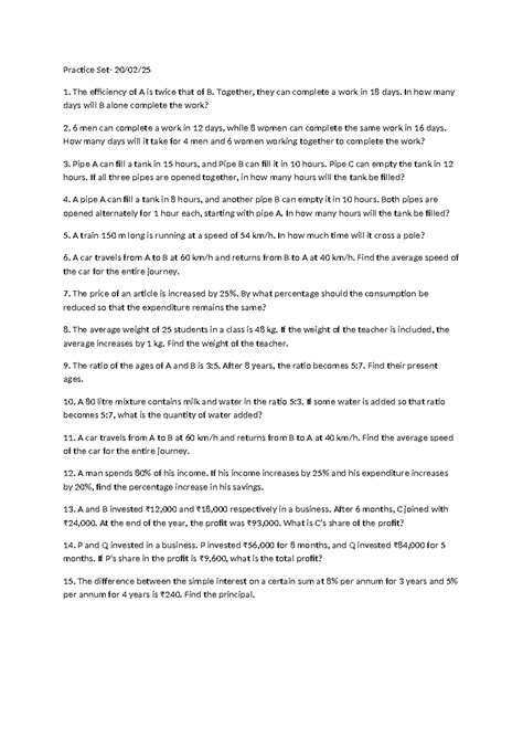 General Aptitude- Daily Practice Questions - The efficiency of A is ...