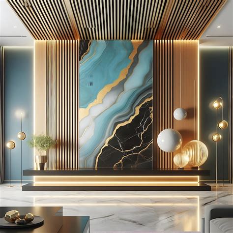 Room interior modern wall woo and marble | Premium AI-generated image