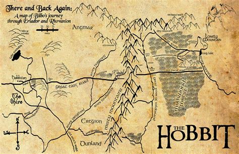 Bilbo's Map from The Hobbit Illustration Middle Earth | Etsy