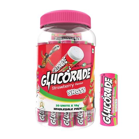 Buy Glucorade Shots Strawberry Flavour Jar pack of 20 Tubes (1 Jar ...