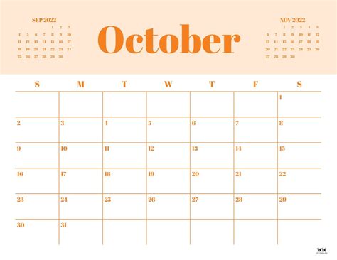 October 2022 calendars 50 free printables – Artofit
