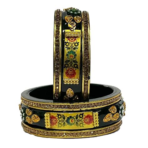 Buy Lahthi Wala Lac Bangles set for women pack of 6 color green 2.2 at ...