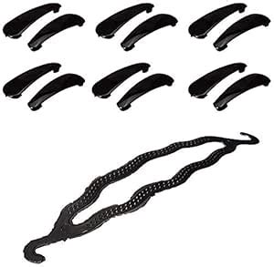 CHRONEX Pack of 6 Pairs Black Solid Tic Tac Hair Clips for Women's ...