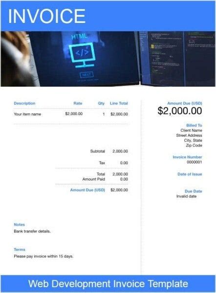 Web Development Invoice Sample 的图像结果