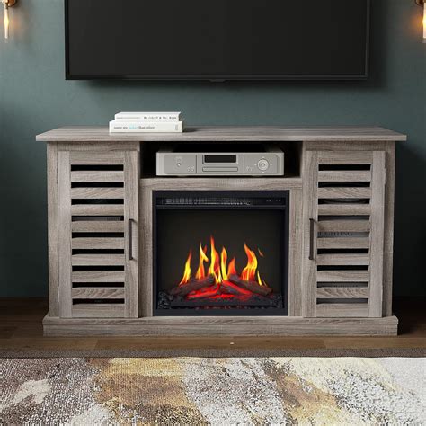 Buy Cheerway Fireplace TV Stand for TVs up to 55'', Wood TV Console ...