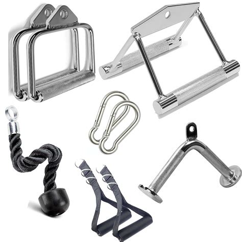 Gym Combo Cable Attachment Accessories: Rowing, D Handle Pair, V Handle ...