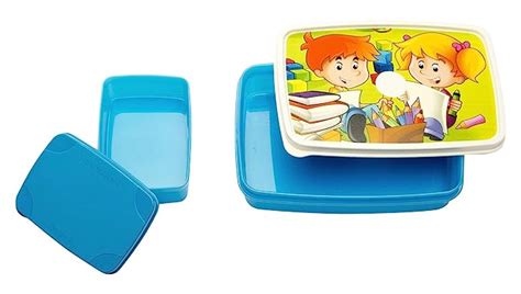 Buy Signoraware Fun Time Plastic Lunch Box Set, 2-Pieces, Blue Online ...