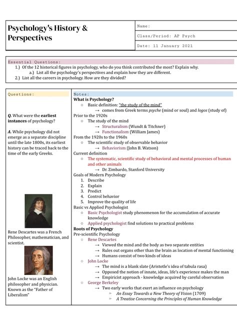 Meyers' AP Psychology Class Notes - Unit 1 Module 1: Psychology's ...