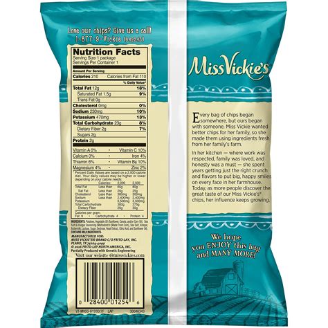 Miss Vickie's Kettle Cooked Potato Chips, Sea Salt & Vinegar, 1.375 ...