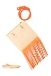 Buy Brown Fringe Color Blocked Square-shaped Wristlet Bag by Oceana ...