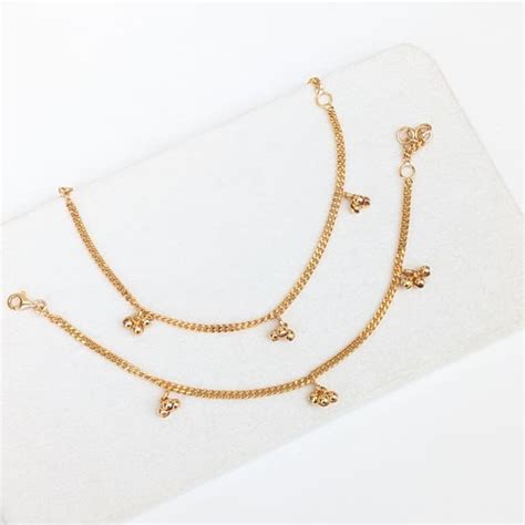 Gold Baby Anklets with Tiny Ghungroo Charms 7.5 Grams 18kt Gold ...