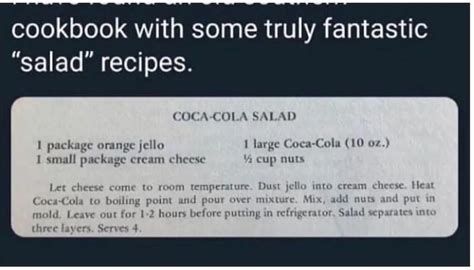 This salad recipe with Coca-Cola, cream cheese and orange jello has ...