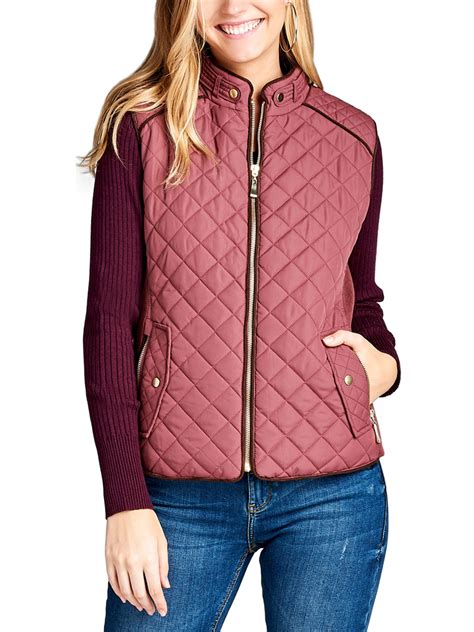 Womens Quilted Vest Fully Lined Lightweight Padded Vest Plus Size (S-3 ...