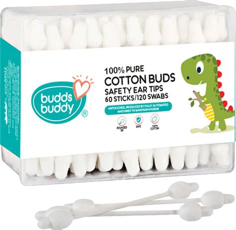 Buy BUDDSBUDDY 100% PURE COTTON BUDS SAFETY EAR TIPS 60 STICKS/ 120 ...