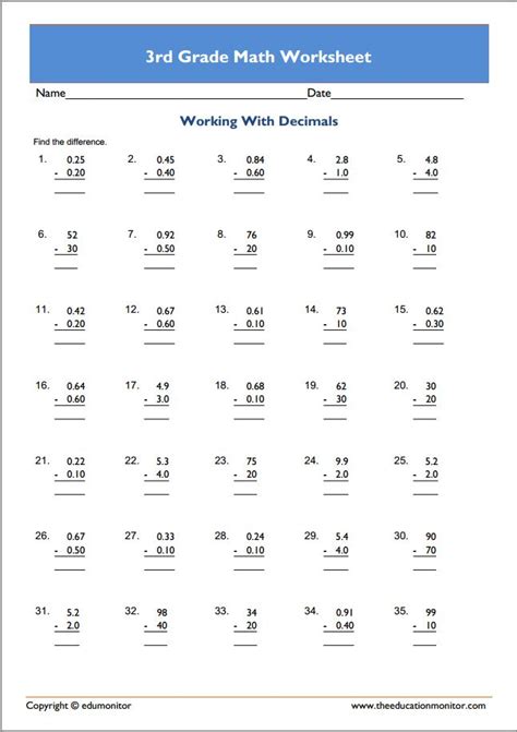 Image result for Math Worksheets for 3rd Grade