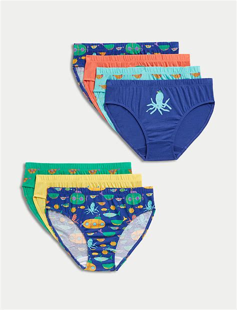 Buy 7pk Pure Cotton Sea Life Briefs at Marks & Spencer