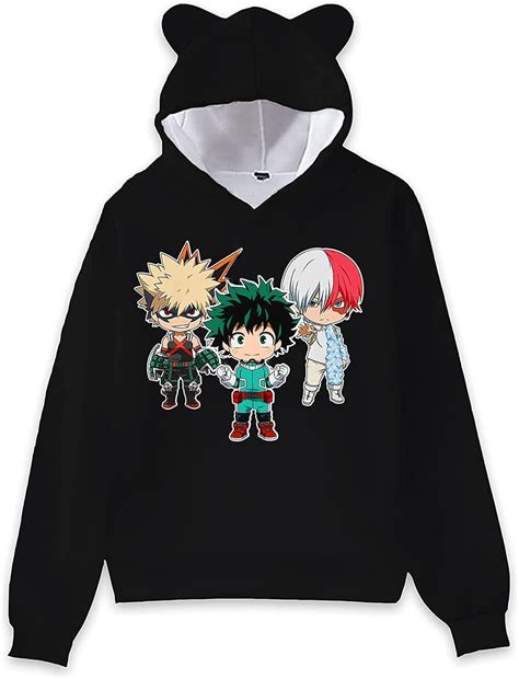 Buy BAKUGOU Deku Sweater Kids Bakugo Hoodie Ears Long Sleeve Hero ...