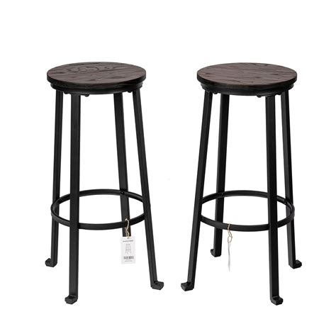 Ikayaa Bar Stools Set Of 2 Round Counter Bar Stools | Desertcart INDIA