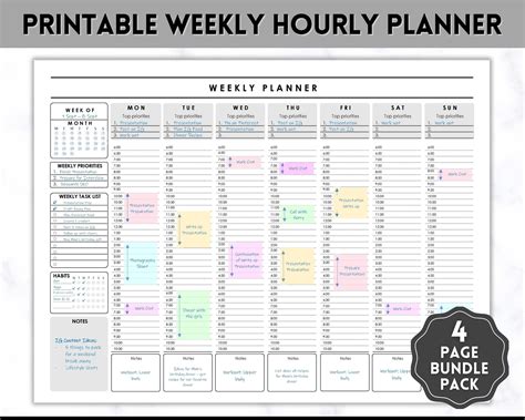 Weekly Hourly Planner Printables by The Samses Teach | TPT - Worksheets ...