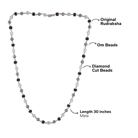 Rudraksha with Sphatik Diamond Cut and Om Silver Beads Mala – Prinjal ...