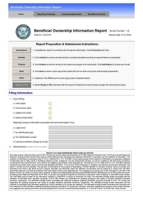 Free Beneficial Ownership Information (BOI) Report - PDF - eForms