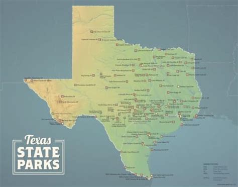 Best Maps Ever Texas State Parks Map 11x14 Print (Natural Earth ...