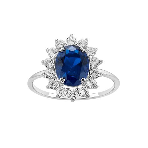 PRIMROSE Sterling Silver Simulated Sapphire Oval Center Stone With ...