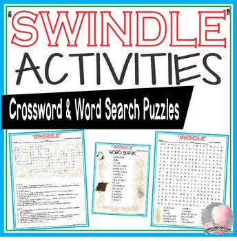 Swindle Activities Gordon Korman Crossword Puzzle and Word Search