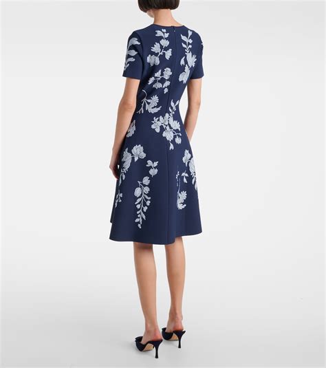 Floral jacquard midi dress in blue - Carolina Herrera | Mytheresa