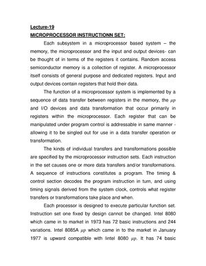 Computer organization and microprocessor architecture - Lecture ...