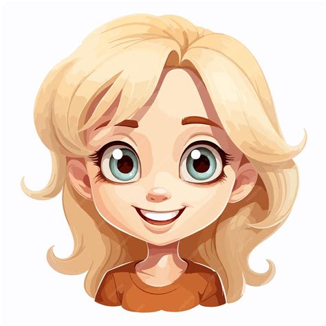 Cute Smiling Blonde Cartoon Character with Big Eyes | Premium AI ...