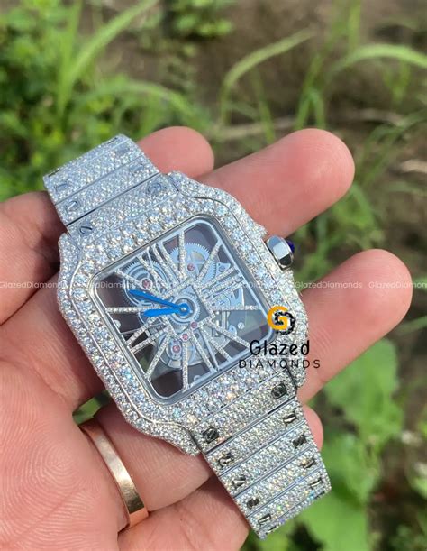 41MM Fully White Ice Loaded Skeleton Moissanite Watch – Glazed Diamonds