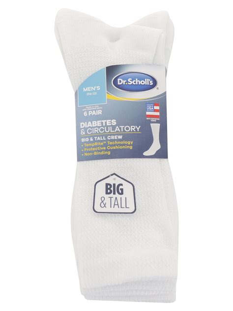 Dr. Scholl's Men's Big and Tall Diabetes & Circulatory Crew Socks, 6 ...