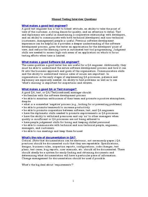 Image result for Interview Questions On Manual Testing PDF
